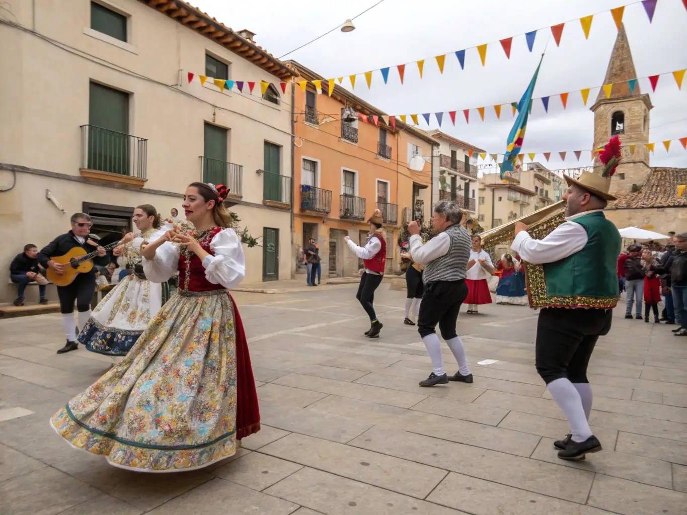 A vibrant photograph capturing participants engaged in a traditional Occitan dance workshop at Maison Jean-Boudou, showcasing the energy and cultural immersion of the event.